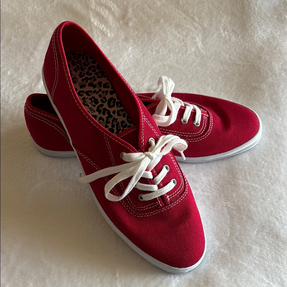 Kelly & Katie Red and White Canvas Sneakers - Picture 6 of 7